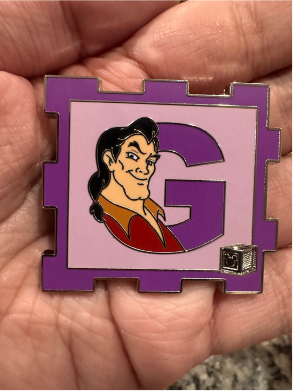 2026 Disney Parks A-2-Z Alphabet Block Mystery Pin G Gaston LR In